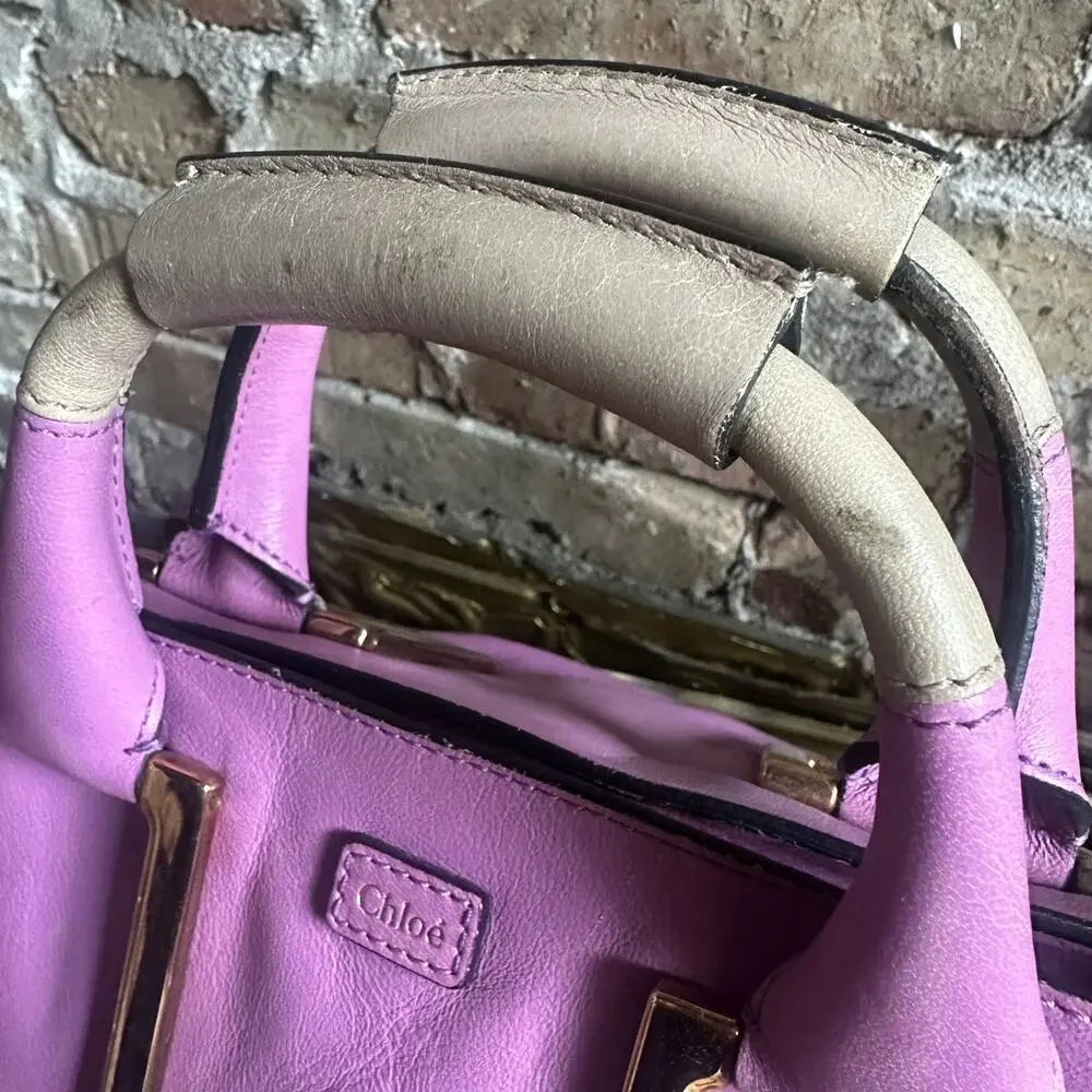 Vintage Chloe Ethel Purple Leather 2 Way Satchel